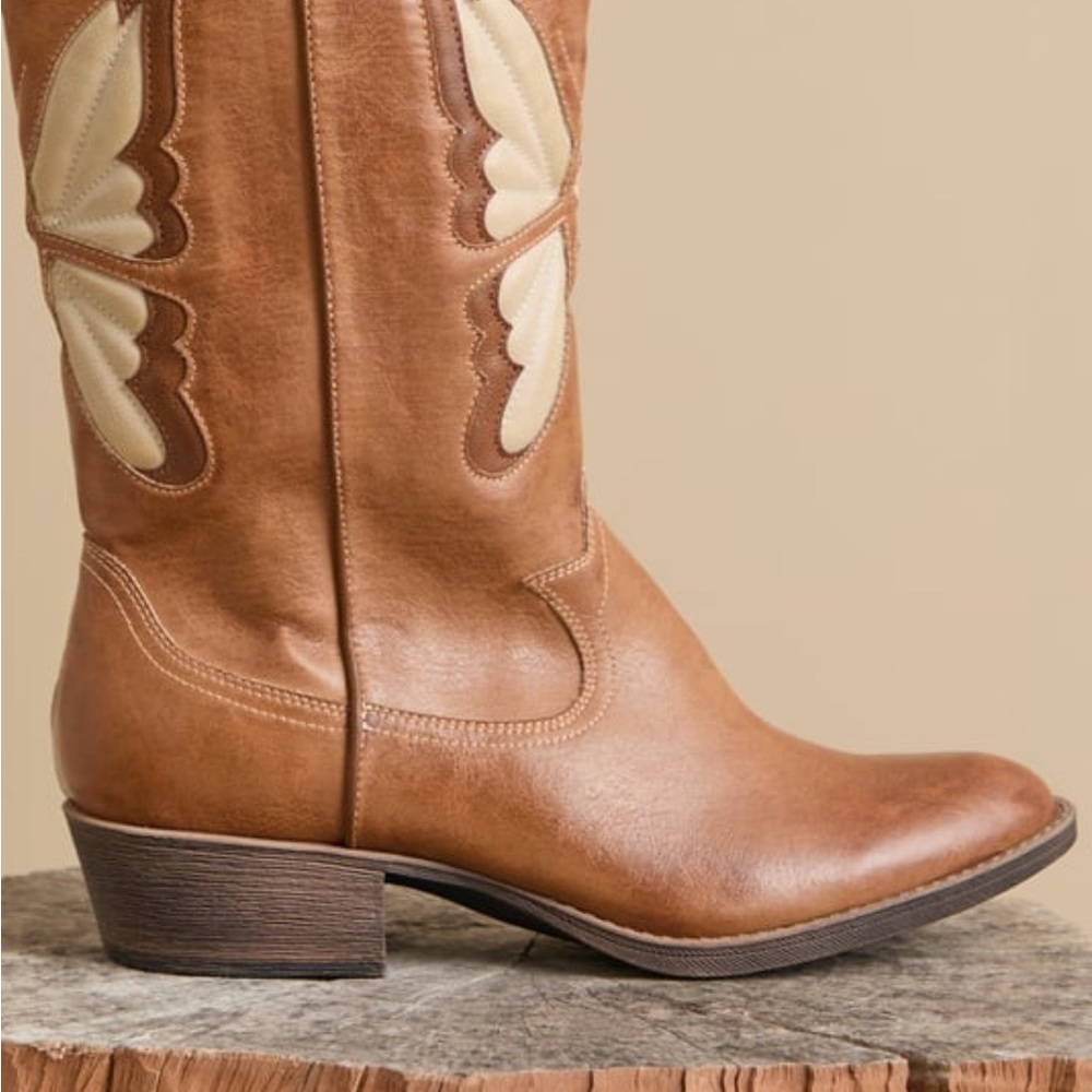 Graduation cowgirl boots butterfly design Spring boots Life wedding shoes - Picture 2 of 3